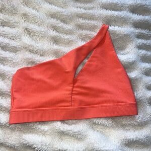 Onzie Performance Rib Peach Punch One-Shoulder Sports Bra M/L